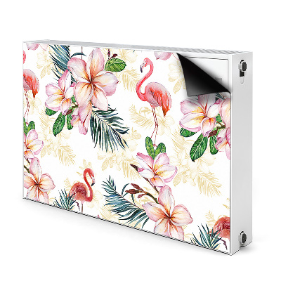 Aimant cache radiateur Flamants dans les fleurs