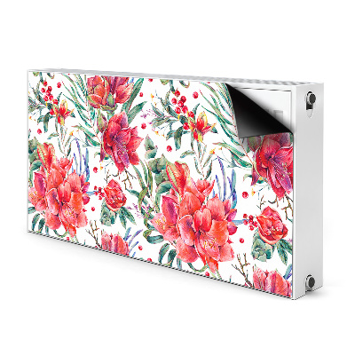 Tapis magnétique pour radiateur Fleurs rouges