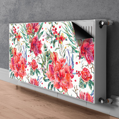 Tapis magnétique pour radiateur Fleurs rouges