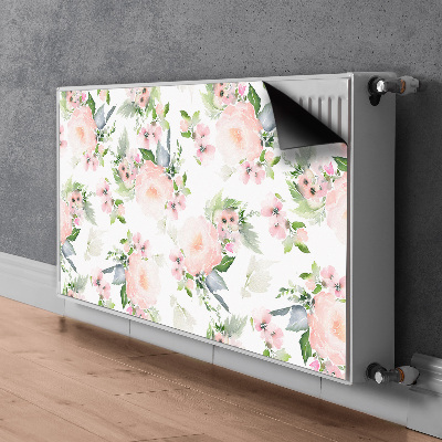 Un tapis avec un imprimé radiateur Fleurs pastel