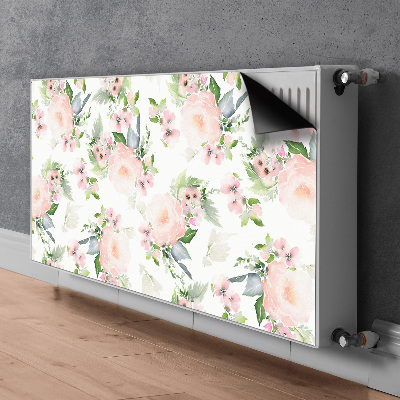 Un tapis avec un imprimé radiateur Fleurs pastel