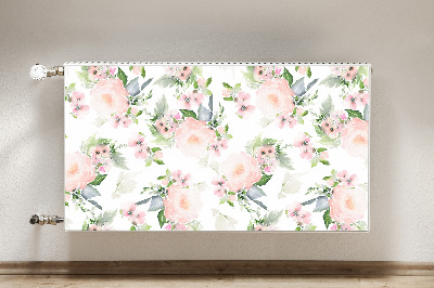 Un tapis avec un imprimé radiateur Fleurs pastel