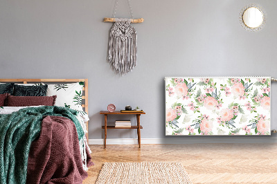 Un tapis avec un imprimé radiateur Fleurs pastel