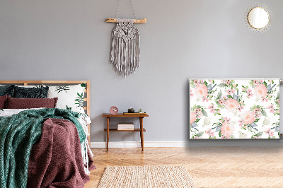 Un tapis avec un imprimé radiateur Fleurs pastel