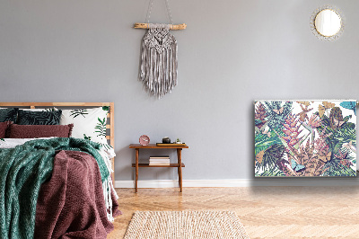 Un tapis avec un imprimé radiateur Fleurs et papillons