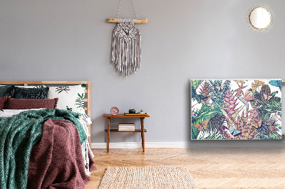 Un tapis avec un imprimé radiateur Fleurs et papillons