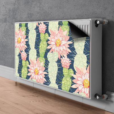 Un tapis avec un imprimé radiateur Fleurs de cactus