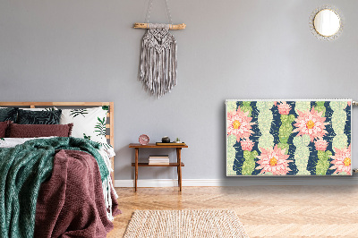 Un tapis avec un imprimé radiateur Fleurs de cactus