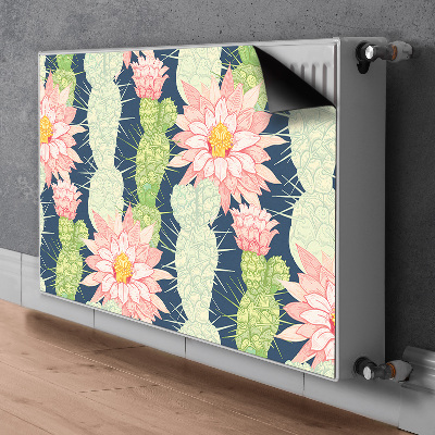 Un tapis avec un imprimé radiateur Fleurs de cactus