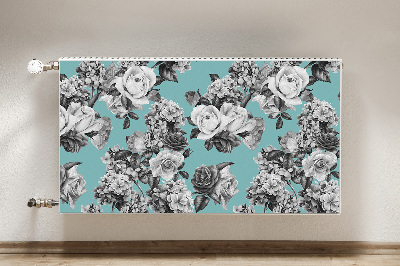 Tapis magnétique pour radiateur Roses en noir et blanc