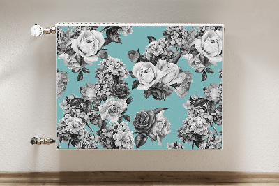 Tapis magnétique pour radiateur Roses en noir et blanc