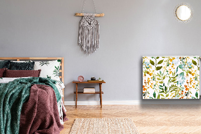 Un tapis avec un imprimé radiateur Fleurs boho