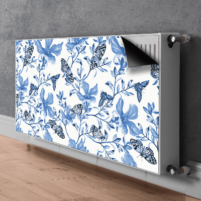 Cache radiateur déco Fleurs bleues