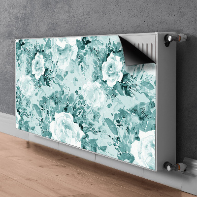 Un tapis avec un imprimé radiateur Fleurs bleues