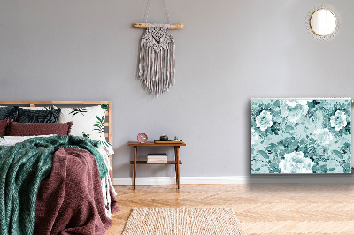 Un tapis avec un imprimé radiateur Fleurs bleues