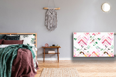 Un tapis avec un imprimé radiateur Chevrons floraux