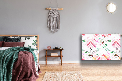 Un tapis avec un imprimé radiateur Chevrons floraux