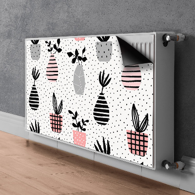 Tapis magnétique pour radiateur Pots de fleurs à pois