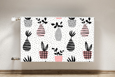 Tapis magnétique pour radiateur Pots de fleurs à pois