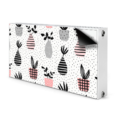 Tapis magnétique pour radiateur Pots de fleurs à pois