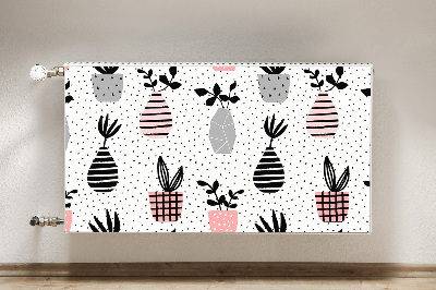 Tapis magnétique pour radiateur Pots de fleurs à pois