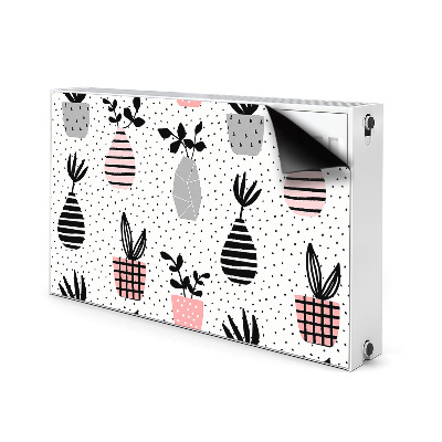 Tapis magnétique pour radiateur Pots de fleurs à pois