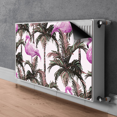 Aimant cache radiateur Flamingos dans les palmiers