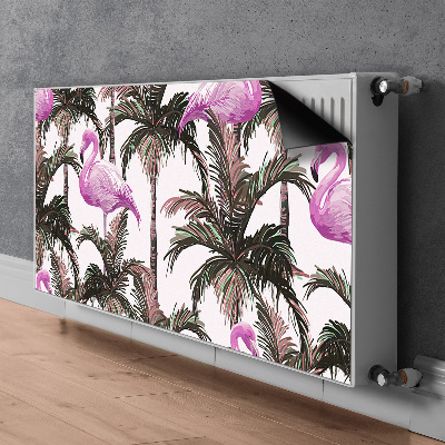 Aimant cache radiateur Flamingos dans les palmiers