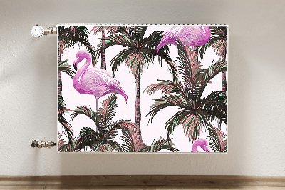 Aimant cache radiateur Flamingos dans les palmiers