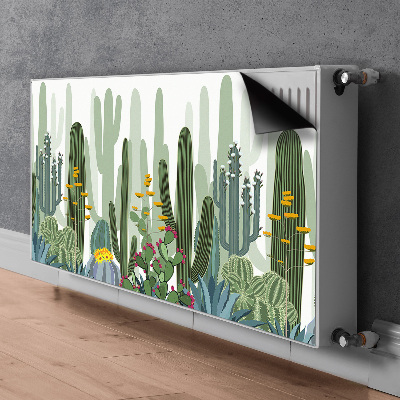 Un tapis avec un imprimé radiateur Cactus à fleurs