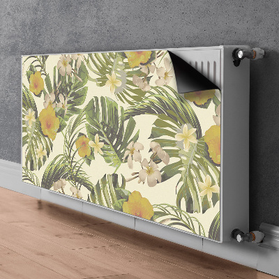 Cache radiateur déco Feuilles et fleurs tropicales