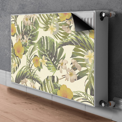 Cache radiateur déco Feuilles et fleurs tropicales