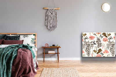 Un tapis avec un imprimé radiateur Fleurs et papillons