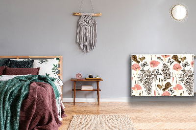 Un tapis avec un imprimé radiateur Fleurs et papillons