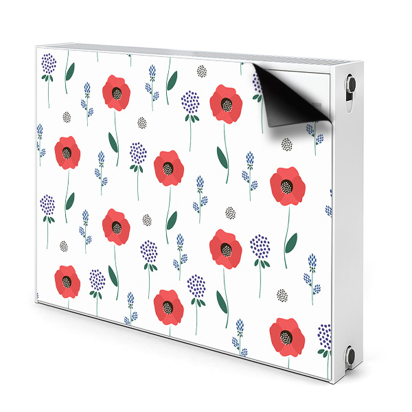 Tapis magnétique pour radiateur Champ rouge des coquelicots