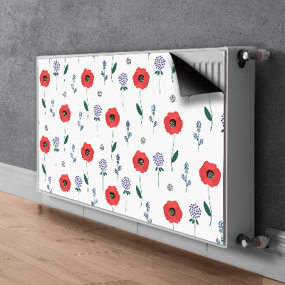 Tapis magnétique pour radiateur Champ rouge des coquelicots