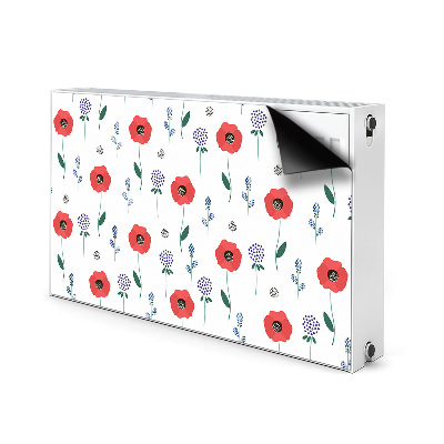 Tapis magnétique pour radiateur Champ rouge des coquelicots