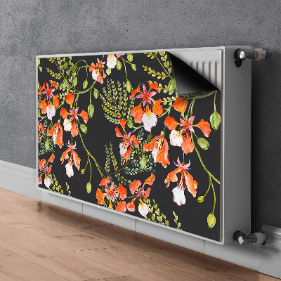 Tapis magnétique pour radiateur Fleurs rouges