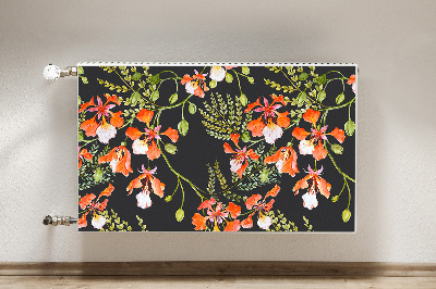 Tapis magnétique pour radiateur Fleurs rouges