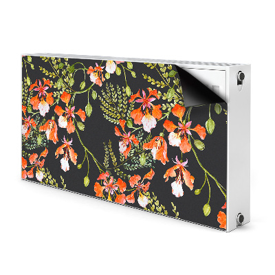 Tapis magnétique pour radiateur Fleurs rouges