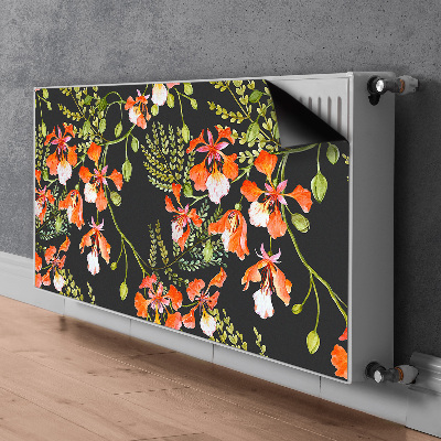 Tapis magnétique pour radiateur Fleurs rouges