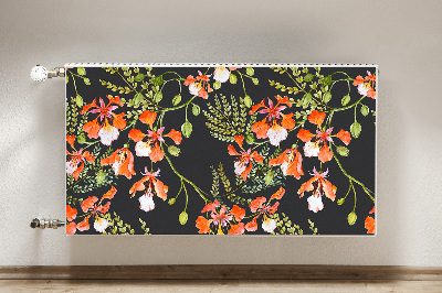 Tapis magnétique pour radiateur Fleurs rouges