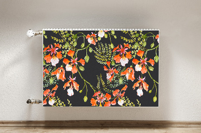 Tapis magnétique pour radiateur Fleurs rouges