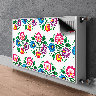 Un tapis avec un imprimé radiateur Fleurs de style folklorique