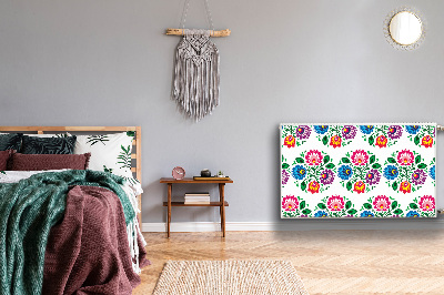 Un tapis avec un imprimé radiateur Fleurs de style folklorique