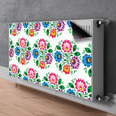 Un tapis avec un imprimé radiateur Fleurs de style folklorique