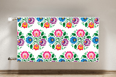 Un tapis avec un imprimé radiateur Fleurs de style folklorique