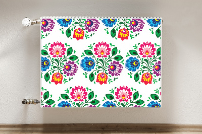 Un tapis avec un imprimé radiateur Fleurs de style folklorique