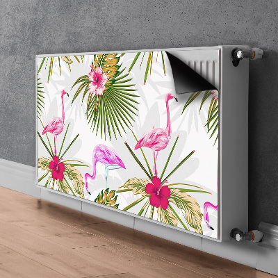 Aimant cache radiateur Flamants et fleurs