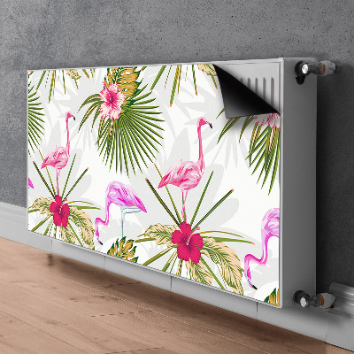 Aimant cache radiateur Flamants et fleurs